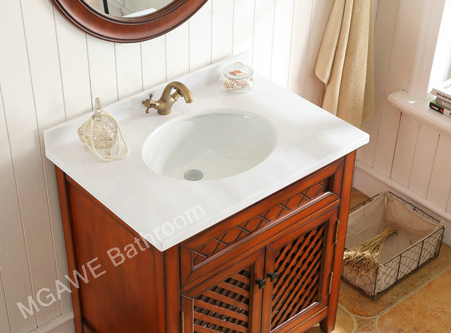 32 Inch Led Lighted Single Sink Bath Vanity With Travertine