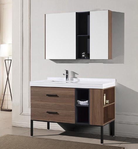 48 Wood Veneer Bathroom Vanity Cabinet, Bathroom Vanity With Legs