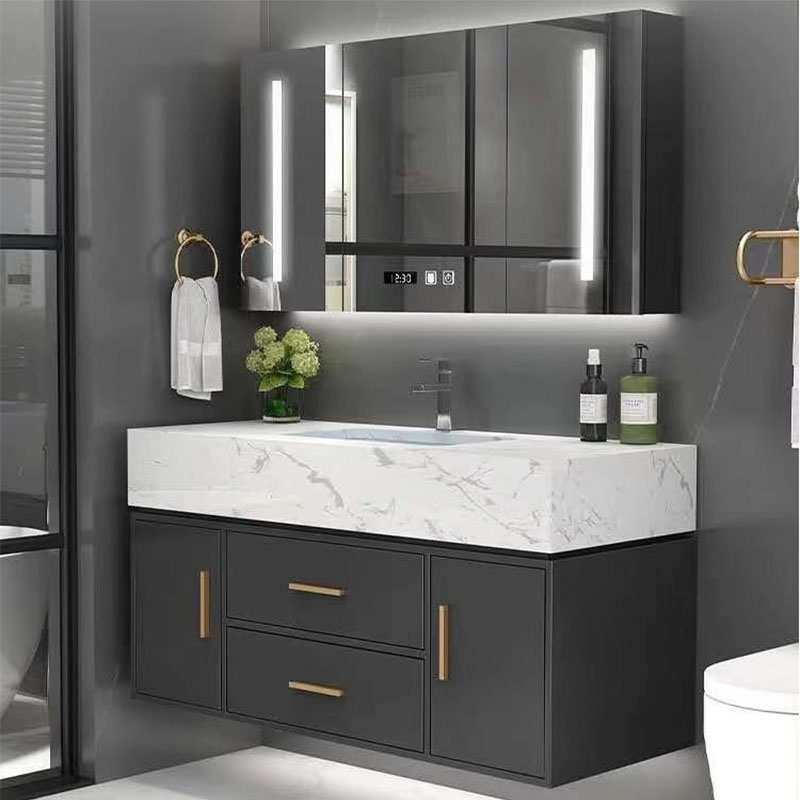 40inch black bathroom vanity set with medicine cabinet lighted