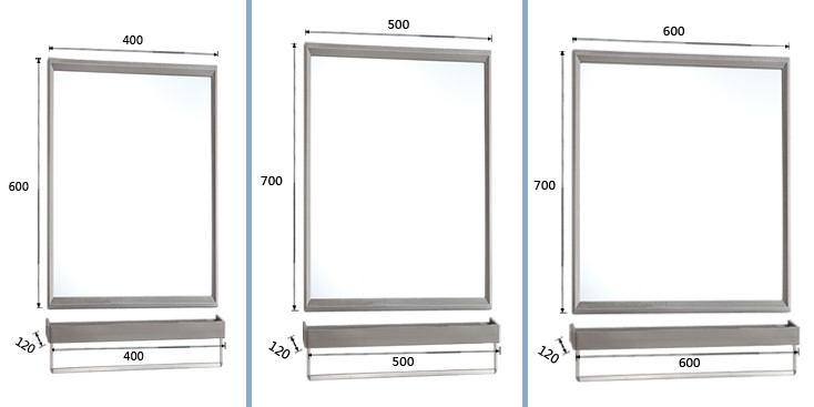 ss brush bathroom mirror with side cabinet storage