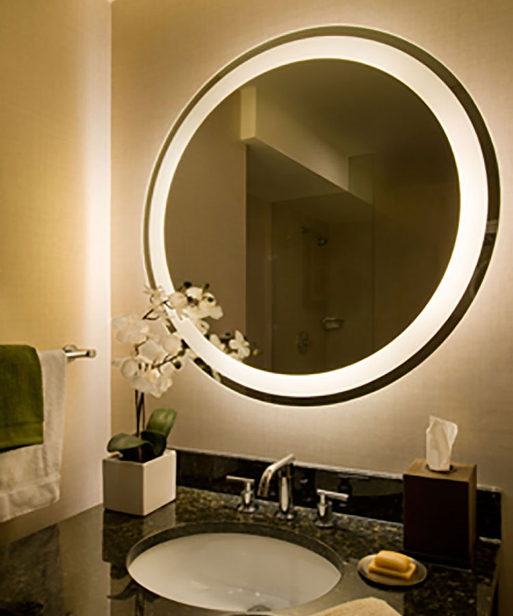 led lighted mirror romantic shape with a stunning circle of a brilliant light