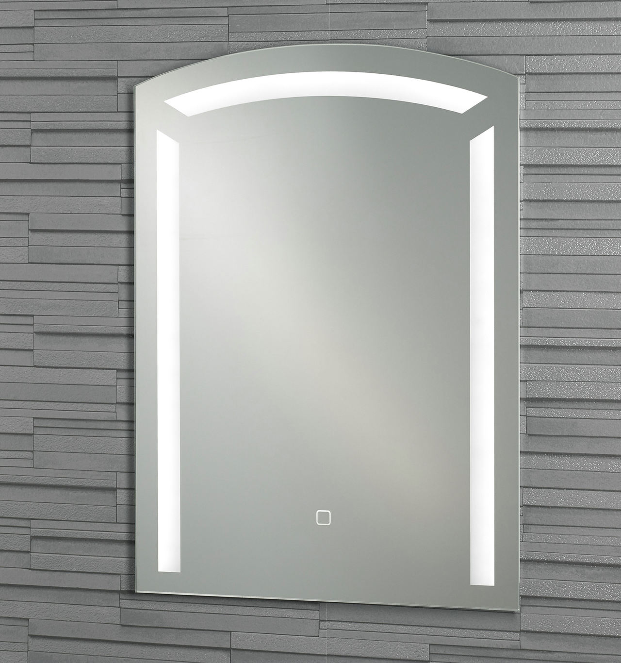 bathroom illuminated led mirror with enhaced light insight curved top