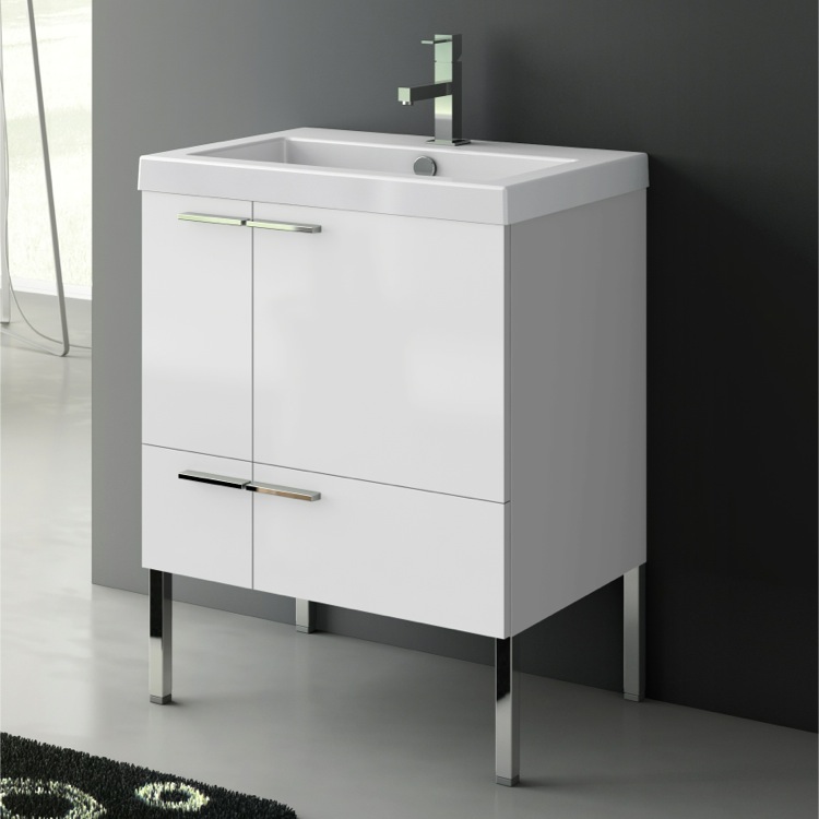 24 Inch Floor Standing Vanity Cabinet, 24 Inch Vanity Cabinet With Fitted Sink