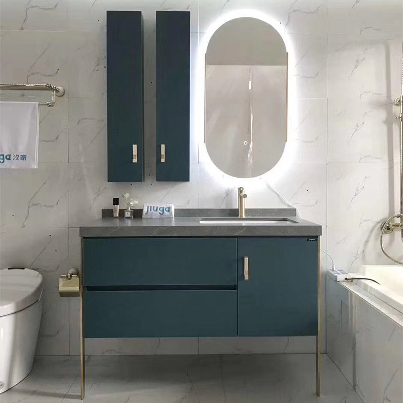 2020 new luxury bathroom vanity set with oval mirror, side cabinet 9046-120
