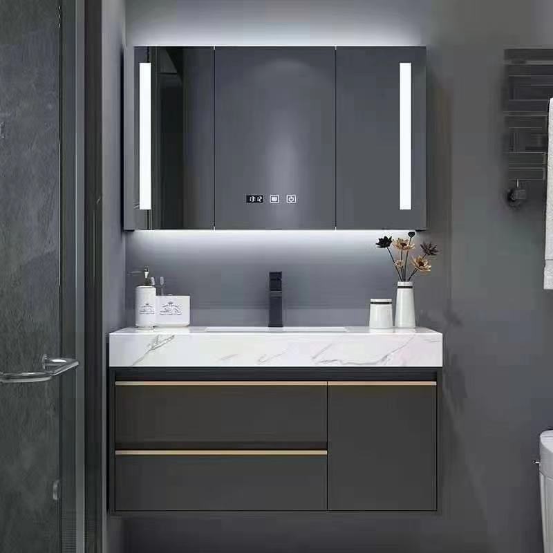 China bathroom vanity cabinet with led mirror cabinet 9067-80