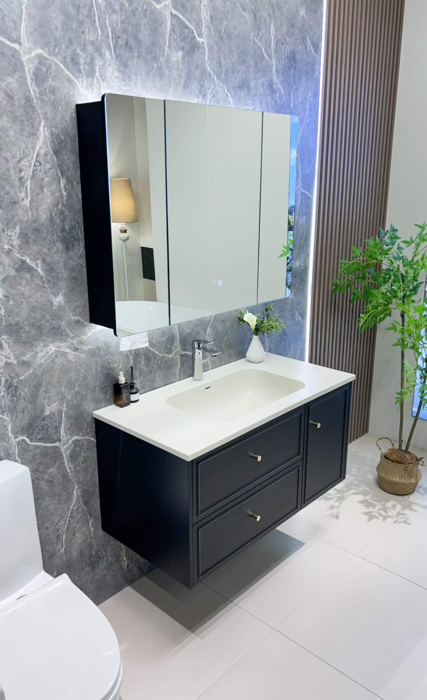 black wall hung minimalist vanity 2208