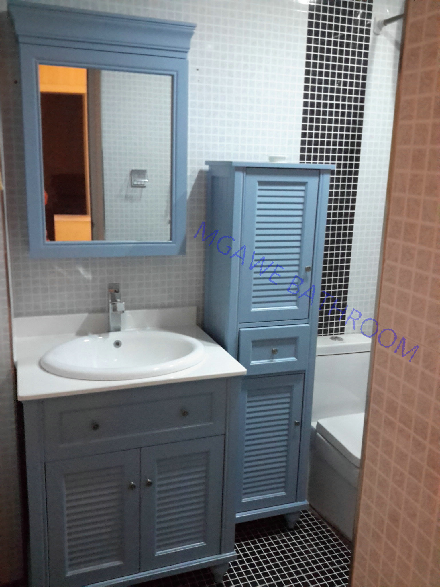 grey color custom bathroom vanity