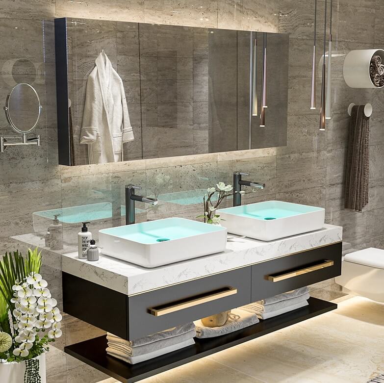 double basin bathrom vanity with medicine cabinet