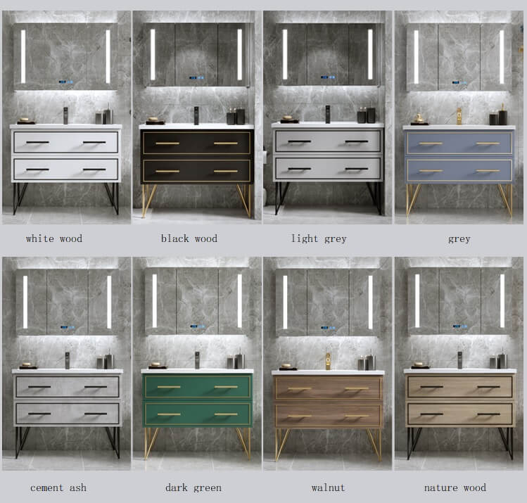 all colors of bathroom vanity cabinet with two drawers